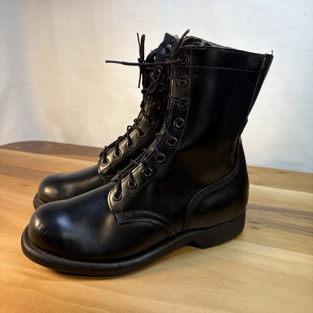 VTG Biltrite Vietnam 1960s US Army Combat Jump Boots Black Leather 9W FZ  10-66